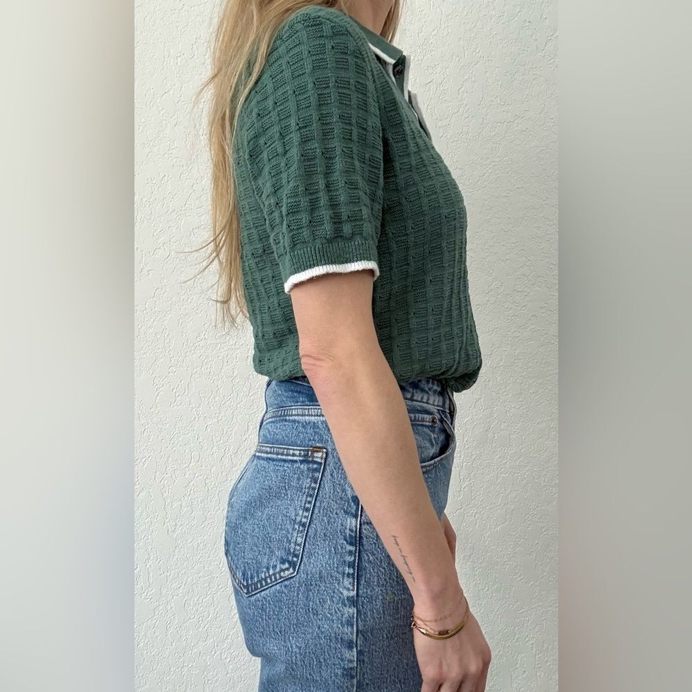 Abercrombie Green Textured Polo Knit Top – XS - Picture 4 of 8